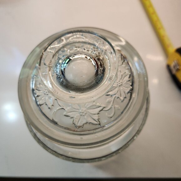 Princess House Fantasia Cookie Jar & Lid #569 Round Poinsettia Canister Vintage - Picture 3 of 10